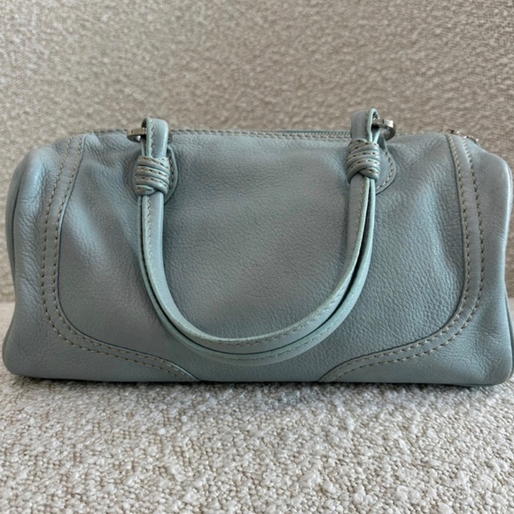 Authentic Valentino Leather Aqua Blue V Motif Metal Bag - Picture 2 of 16